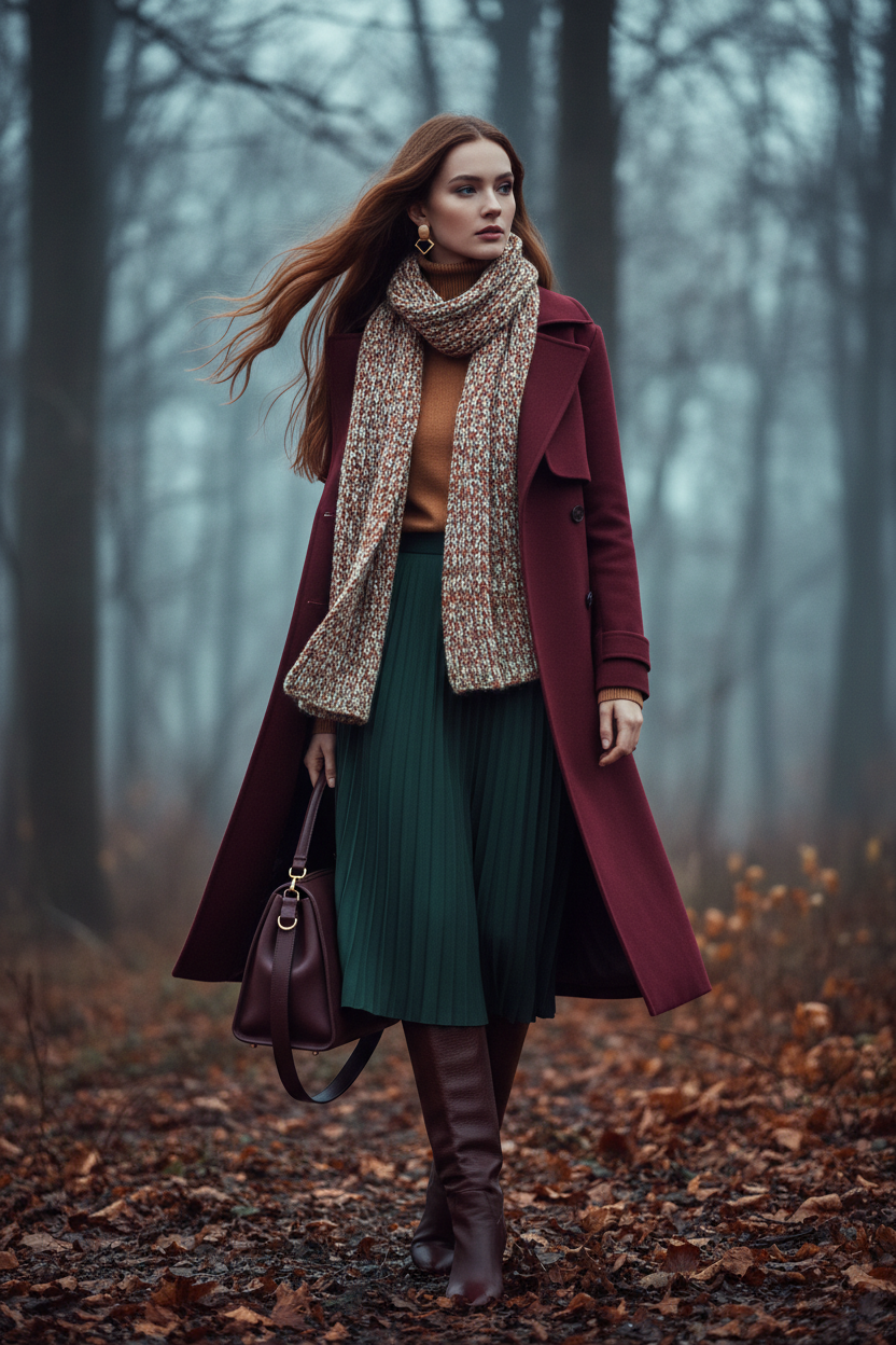 Mujer cabello largo moda otoño-invierno